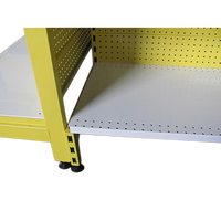 Étagère gondole AU50 avec panier métallique sur le marché australien avec surface de revêtement en poudre jaune vif