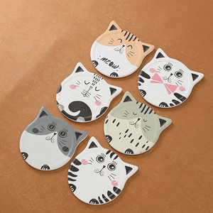 Bán buôn tùy chỉnh màu trắng Gốm Mèo hình dạng Coaster thiết lập trống tự làm in logo cho đồ uống cà phê ngày lễ cá nhân thảm & miếng đệm - Product Image 5