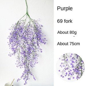 Flores colgantes artificiales en la pared, hojas falsas, cesta colgante frontal, flores de ratán, decoración artificial, licencia verde - Product Image 4