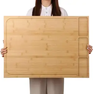 30 x 21 in Extra Large Bamboo Cutting Board and Stovetop Cover, Stove Top Chopping with Detachable Legs Juice Groove, Protector