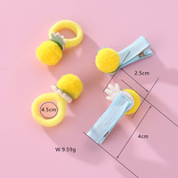 Vente chaude mignon dessin animé métal tissu pinces à cheveux ruban arcs ensemble doux ananas pompon bec de canard frange décorations enfants