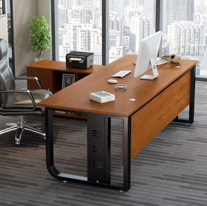 Escritorio Ejecutivo de Madera Sólida para Oficina en Casa con Silla Ergonómica, Escritorio Moderno Minimalista Comercial para Jefes con Almacenamiento - Product Image 3