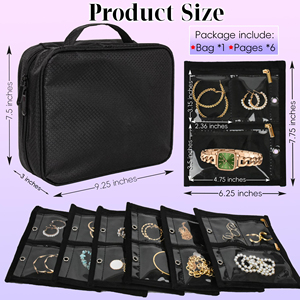 Étui de rangement pour bijoux de voyage, sacs à bijoux, classeur de rangement pour bijoux avec fermeture éclair transparente - Product Image 2