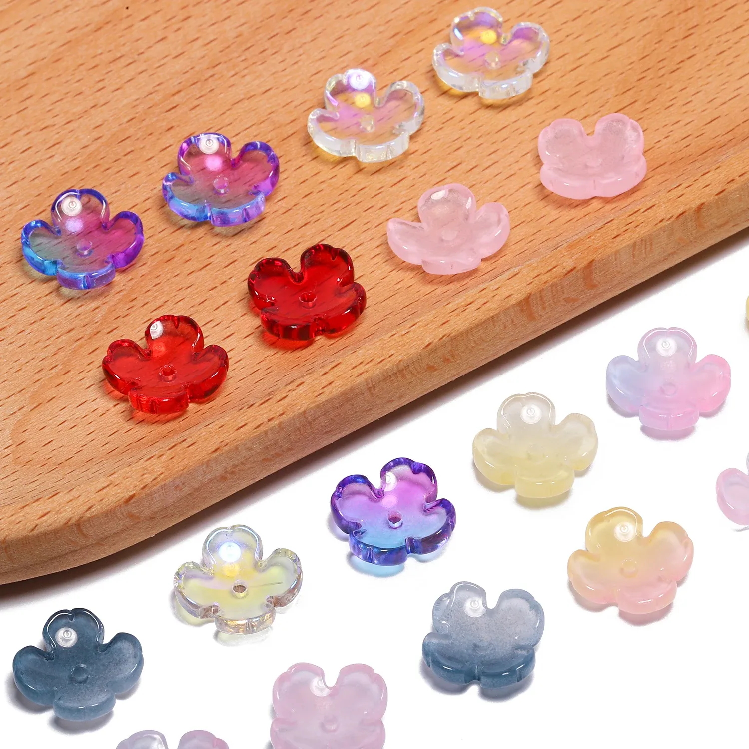 60-Pack Colorful Acrylic Flower Beads For Jewelry Making - DIY Craft Supplies - View #2