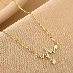 Nouveau pendentif électrogramme d'amour collier pour femmes micro-incrusté de style européen et américain Ins All-Match - Product Image 3