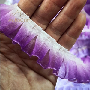Pita Organza Lipit Dekoratif 25mm untuk Kostum DIY, Hiasan Renda untuk Gaun Boneka, Tulle Berwarna-warni untuk Jahitan Tekstil, Kain Pita Berumbai - Product Image 2