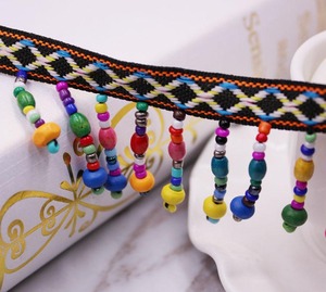 Deepeel LA098 4cm Costume da cucito tenda accessori di abbigliamento stile etnico perline ciondolo frange in pizzo tessuto di perline - Product Image 6