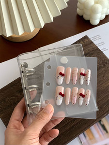 Carpeta de Anillas HT Mini A8 de PVC con 3 Anillas, Funda con Bolsillo para Cuaderno, Bolsa para <span class=keywords><strong>Sobres</strong></span>, Tarjetas, Fotos y Colección de Uñas Postizas - Product Image 6