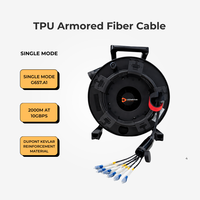 Câble à fibres optiques monomode blindé 6 cœurs G657.A1 avec gaine en TPU et Kevlar, extérieur LC-LCr 50m 100m avec bobine PCD235