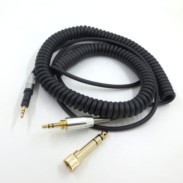 Headphone Cable Coiled Audio Cord for Audio Technica ATH-M50x / ATH-M40x / ATH-M70x Extension Cord with 6.35MM Adapter