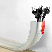 Protector de Cables de Silicona Autoadhesivo Blanco, Canal para Cables de Pared, Cubierta de Conducto con Longitud Personalizable para la Gestión de Cables