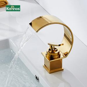 Lavabo de salle de bain contemporain, trou unique, poignée unique, laiton brossé argenté, mitigeur cascade, antirouille, sans plomb, chambre à coucher - Product Image 1