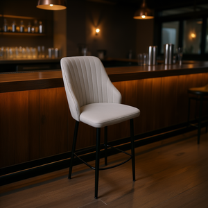 Sgabello da Bar HLR-2 con Telaio in Metallo Bianco, Design Moderno, Arredamento per Bar, Uso Commerciale Stabile - Product Image 2