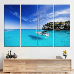 Oceanic Dream Artwork Toile imprimée avec vue sur la mer - Élégante toile murale sur le thème de l'océan, lot de 4 toiles - Product Image 2