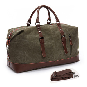 Sac de voyage en <span class=keywords><strong>toile</strong></span> cirée imperméable de haute qualité pour hommes, nouvelle arrivée, sac de voyage décontracté en cuir véritable pour hommes, sac de voyage en cuir imperméable - Product Image 1