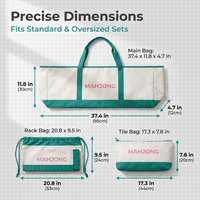 Sac de voyage de loisirs Mahjong en toile à imprimé lettres contrastées, avec fermeture éclair, sangle latérale, tapis de table pliable suspendu et trousse de maquillage
