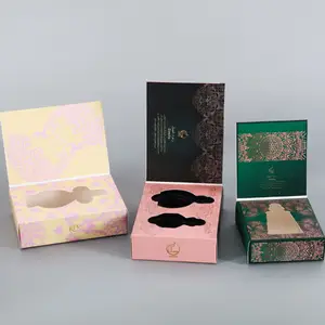 Caja de regalo magnética personalizada hecha de papel de cartón de alta calidad con embalaje negro de lujo plegable