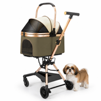 Poussette pour animaux de compagnie OEM, panier amovible pour chat et chien, 360° °   Poussette pour animaux de compagnie avec roues avant pivotantes et double frein arrière