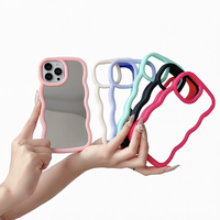 Nouvelle Coque de Téléphone Antichoc avec Cadre Grande Vague et Miroir de Maquillage Intégré pour iPhone 17 16 15 14 13 Pro Max 16 Plus