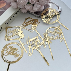 Honey And Sweetness Acrylic Happy Birthday <b>Cake</b> Topper 1.3mm Thick Gold Color <b>Cake</b> <b>Decoration</b> For Birthday Party <b>Supplies</b> - Product Image 2