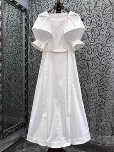 2024 primavera estate abbigliamento firmato 100% cotone Maxi <span class=keywords><strong>abito</strong></span> cintura Deco Streetwear <span class=keywords><strong>maniche</strong></span> <span class=keywords><strong>lunghe</strong></span> bianco blu <span class=keywords><strong>nero</strong></span> colori per le donne - Product Image 3