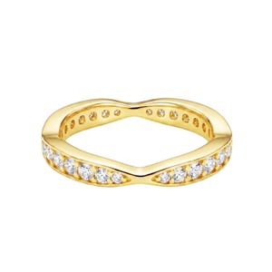 Yellow Gold Moissanite Eternity Band <b>Ring</b> Round Brilliant Cut Channel Setting Classic Style Unisex Wedding <b>Ring</b> - Product Image 5