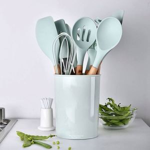 Cake Decoration Silicone Cooking <b>Kitchen</b> Utensil Set Natural Wooden Silicone Cooking Utensils <b>Kitchen</b> Baking Tools Set - Product Image 6