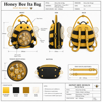 Sac à bandoulière personnalisé en forme d'abeille, sac Ita Kawaii en peluche avec fenêtre transparente en PVC, sac à main rond pour les amoureux des abeilles et des guêpes