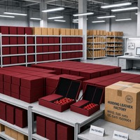 Boîte d'emballage personnalisée en cuir PU rouge pour sachets de thé chinois, avec fermoir doré, plateau intérieur doublé de velours et compartiments, coffret cadeau