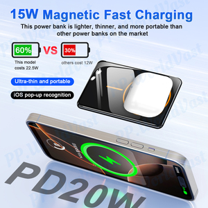 แบตสำรองขนาดเล็กไร้สายแบบบางพิเศษ5000มิลลิแอมป์ต่อชั่วโมงสำหรับโทรศัพท์ชาร์จเร็วแบตเตอรี่สำรองแม่เหล็ก10000มิลลิแอมป์ต่อชั่วโมงสำหรับเป็นของขวัญ - Product Image 3