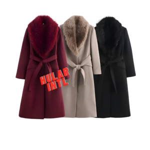 Abrigo de Invierno para Mujer, Tipo Gabardina, con Cuello de Piel Sintética, Forro de Lana de Doble Capa, Grueso, Cálido, Talla Grande, Manga Larga - Product Image 1