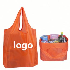 Sac de courses pliable en polyester et nylon 210D, grande capacité, écologique, portable et réutilisable, pour la vente en gros - Product Image 1