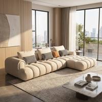 Modernes Luxuriöses Italienisches Cremeweißes Haustierfreundliches Kratzfestes Stoff-Puff-Cloud-Sofa Extra Tiefe Sitzfläche Wohnzimmer-Sofa-Set