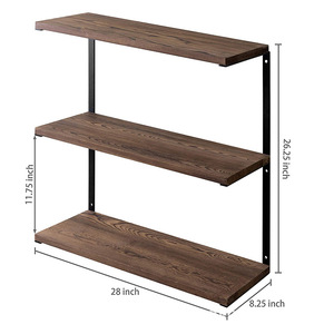 Wall Mounted Wooden <b>Shelf</b> 3 Tier Retro Color Durable Home Storage Display <b>Rack</b> For Living Room Coffee Shop - Product Image 4