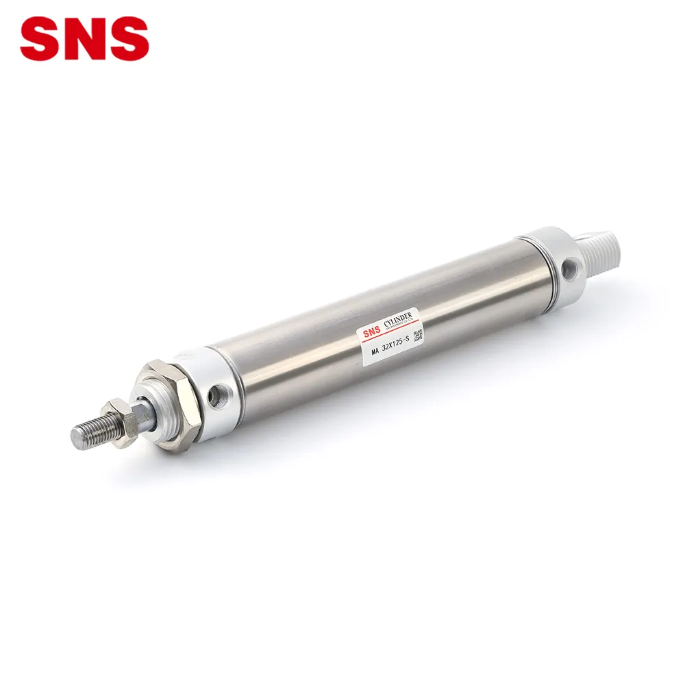 SNS MAシリーズダブル/単動ステンレス鋼ミニ空気圧エアシリンダー、PT/NPTポート付き