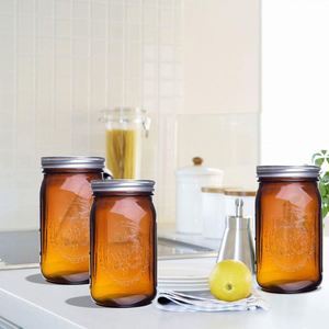 Bocaux Mason en verre ambré personnalisés de 32 oz à large ouverture avec couvercle hermétique, parfaits pour la mise en conserve, la fermentation des cornichons et la confiture - Product Image 3