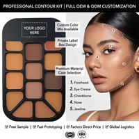 Palette de contouring nude vegan à haute pigmentation, 15 couleurs, fini brillant et mat, longue tenue