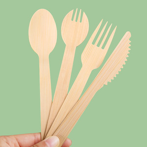 Couverts en bambou écologiques, 100 paquets, 170 mm, biodégradables, jetables, fourchettes en bambou naturelles - Product Image 4