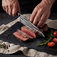 Ensemble de couteaux de cuisine professionnels 3 pièces en acier à haute teneur en carbone 5Cr/7Cr/9Cr18MoV/VG10/AUS10 avec manche en ébène, couteau de chef et couteau à pain dentelé pour la maison