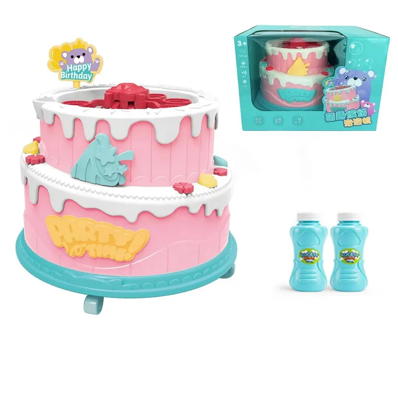 Automatic Bubble Cake with Lights and Musical Play House Toys Celebration Cake Birthday Toy For Kids Pretend Play Toy