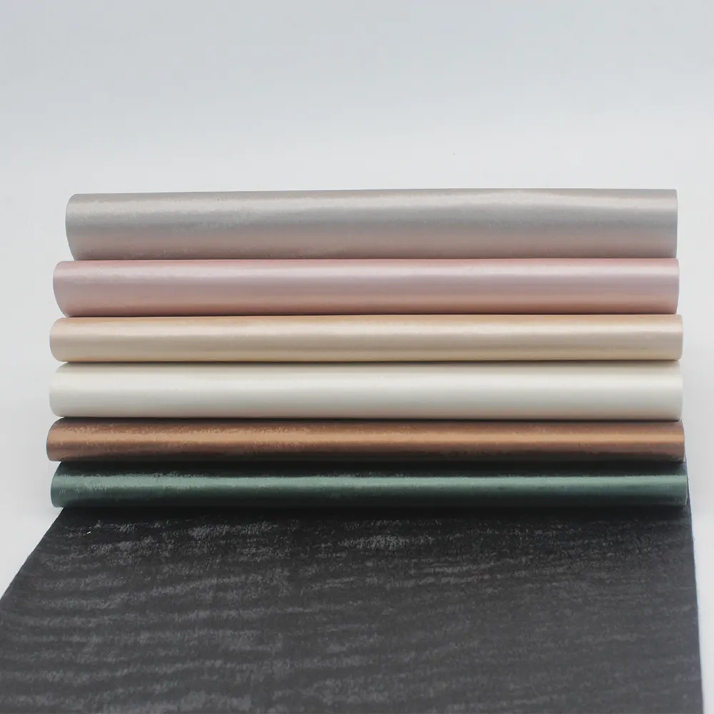 Stripe embossed Shining Customize PU Synthetic Leather For Notebook