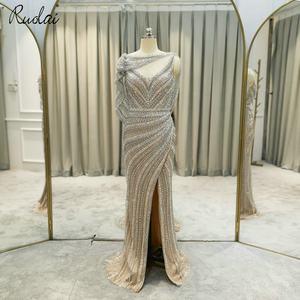 Ruolai LWC8037 abito da sera lungo da sera <span class=keywords><strong>con</strong></span> scollo a V e scollo a V <span class=keywords><strong>con</strong></span> scollo a sirena senza schienale <span class=keywords><strong>con</strong></span> scialle di cristallo - Product Image 1