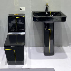 Modern One Piece Floor Mounted <strong>Toilet</strong> Set with Dual-Flush S-Trap <strong>Black</strong> Gold Ceramic <strong>Toilet</strong> for Hotel Use - Product Image 4