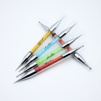Ensemble de 5 pinceaux à ongles de haute qualité avec strass colorés, manche en plastique, logo personnalisé, détails de l'art des ongles, outil de peinture