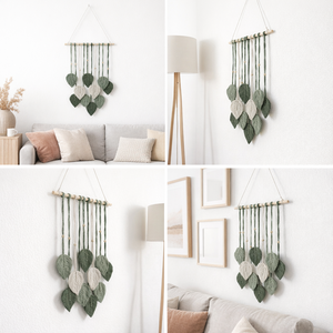 <span class=keywords><strong>Tapisserie</strong></span> murale en macramé bohème faite à la main, motif feuille, décoration d'intérieur bohème pour cadeau de mariage, cadeau de pendaison de crémaillère, chambre à coucher, salon - Product Image 6