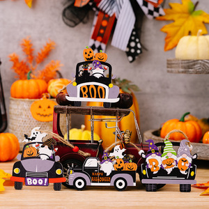 Halloween Wooden <b>Car</b> Ornaments Pumpkin Ghost BOO <b>Decor</b> Indoor Outdoor Party Props Handmade Screen Printing - Product Image 3