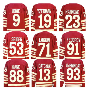 2025 rojo nuevo 71 Dylan Larkin 13 Pavel Datsyuk 9 Howe 23 Raymond 19 Yzerman 53 Seider 88 Kane Top cosido Jersey de hockey sobre hielo - Product Image 1