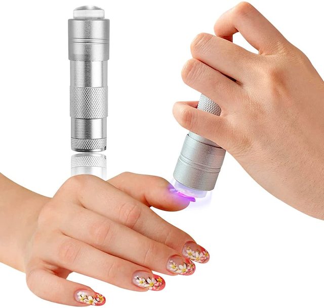 Factory Wholesale Purple Light Nail Cure LED Lamp Mini Flash Light with Silicone Stamp