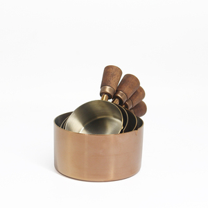 Juego de tazas y cucharas de cocina, juego de tazas de medición de Metal apilables, tazas de medición de acero inoxidable con mango de madera, <span class=keywords><strong>4</strong></span> Uds. - Product Image 4