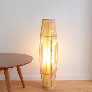 Bamboo Woven Floor Lamp Led Light Source Home Living Room Bedroom <b>Standing</b> Lamp Natural Wood Style Zen Decor - Product Image 1